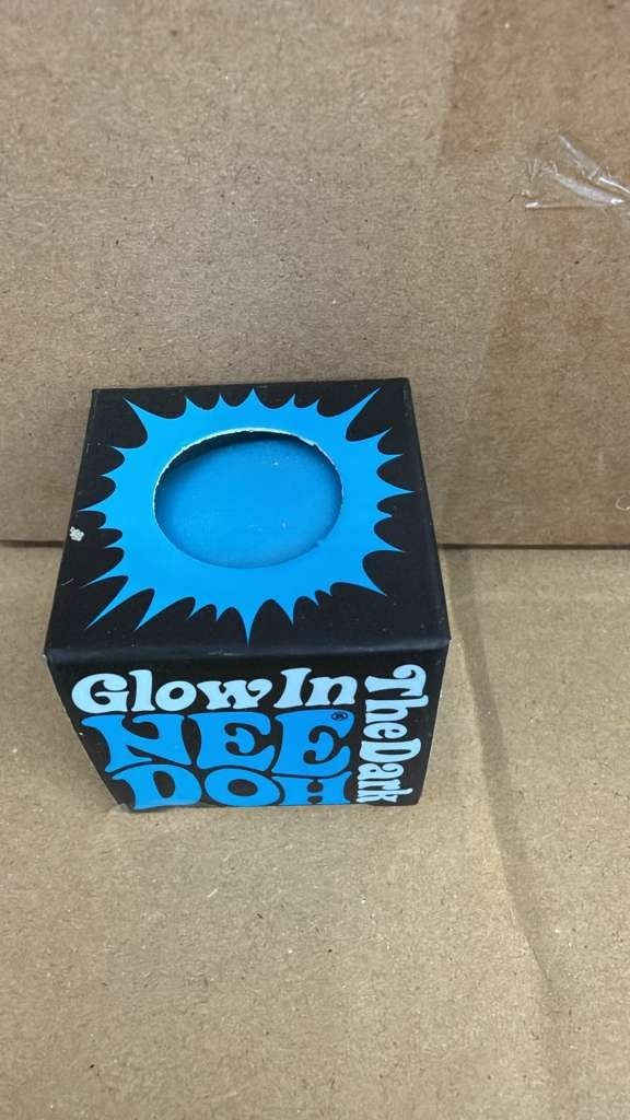 Needoh Teenie Single – Sensory Squeeze Toy – Mini Glow In The Dark – Blue 1.25″