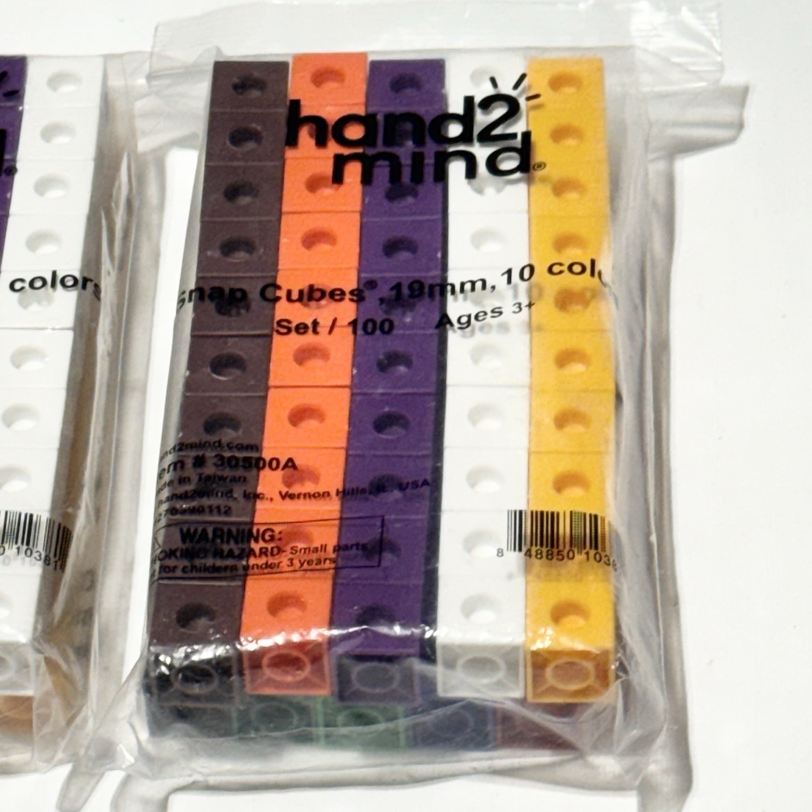ETA Hand 2 Mind Snap Cubes #30500A Math Manipulatives 100/set 10 Colors Lot of 3
