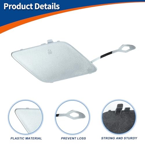 ACROPIX Front Side Car Bumper Tow Hook Cover Tow Cover Cap Diamond Silver Fit