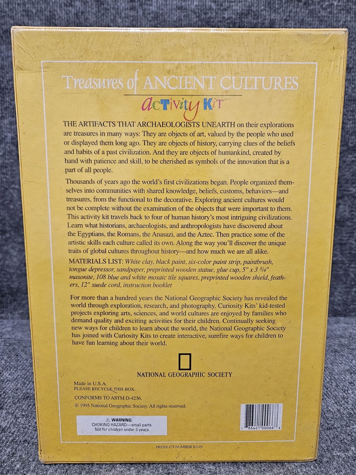 Vintage 1995 National Geographic Curiosity Kit TREASURES OF ANCIENT CULTURES