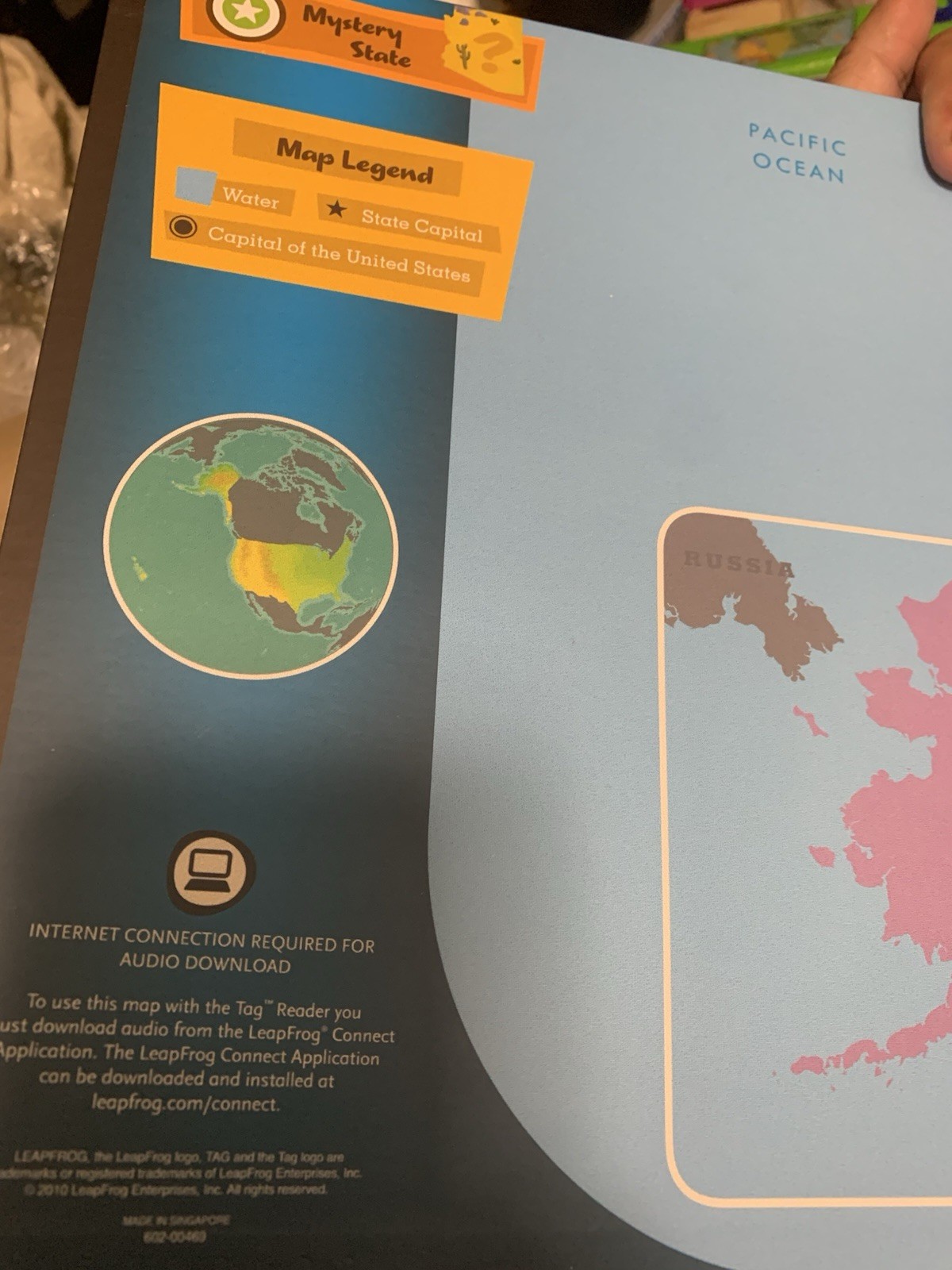 LEAP FROG INTERACTIVE UNITED STATES MAP TAG READING SYSTEM 2 SIDED MAP