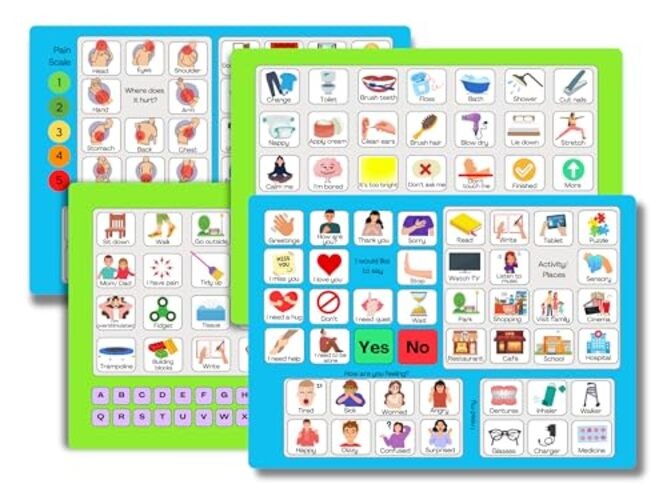 Plastic Communication Boards Set- Non Verbal Aid for Autism Kids and Adults