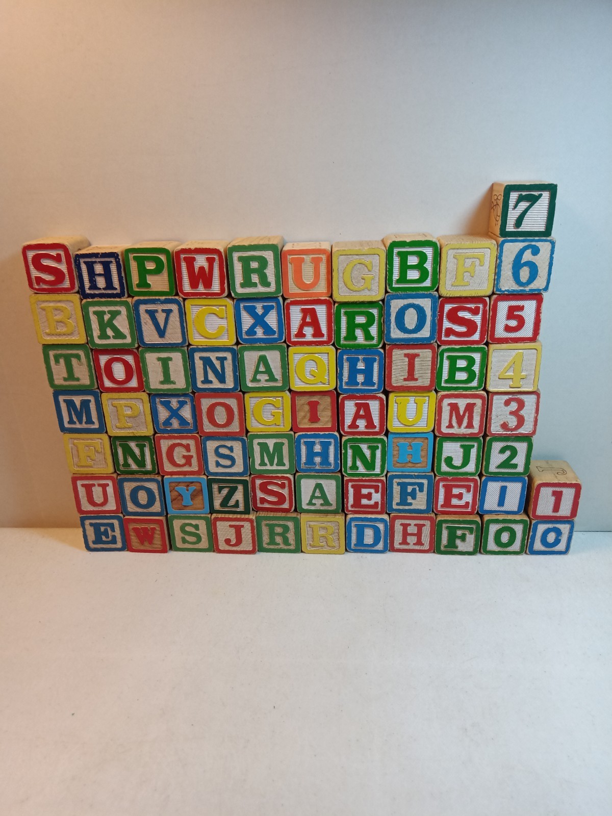 VTG Children’s ABC Wooden Block Building Set Of #73 Blocks Includes Numbers