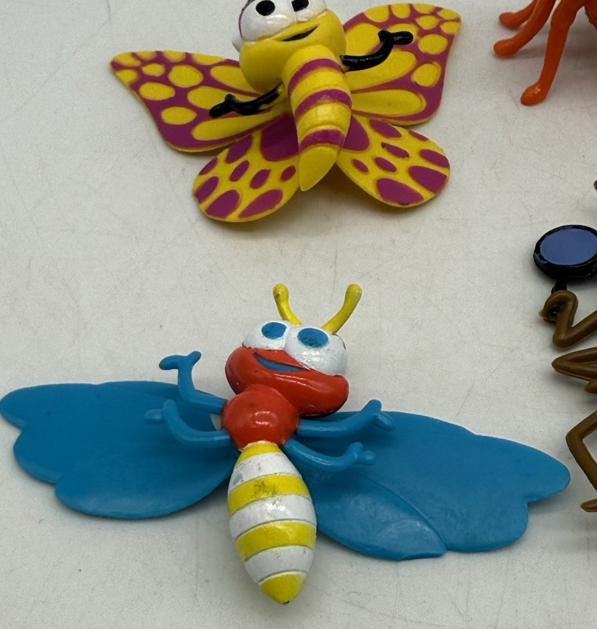 Bible Memory Butterfly Anthropomorphic Toy Insects Plastic Rubber Toy Bug VTG x5