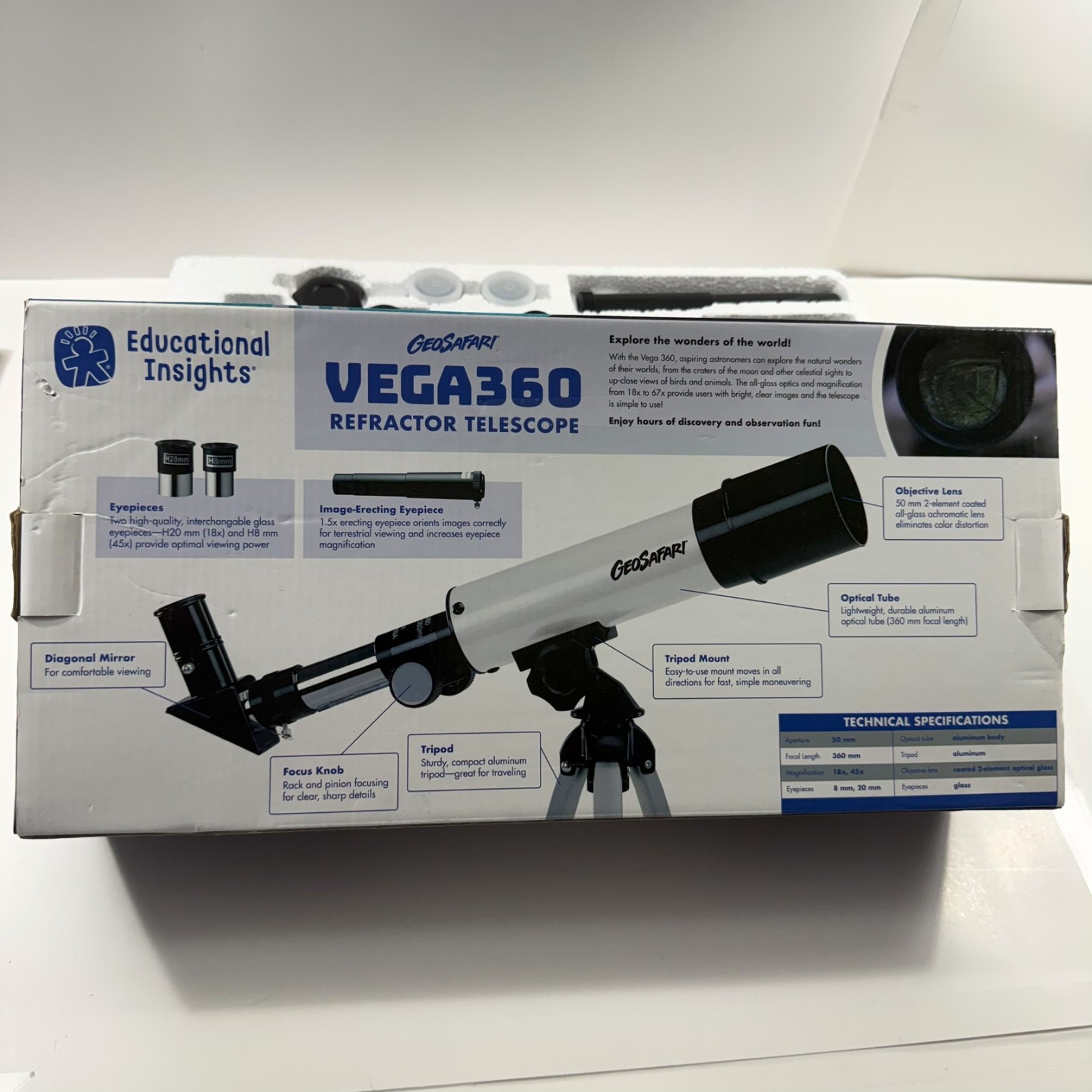 GeoSafari Vega360 Refractor Telescope Science Kids Teens STEM Homeschool 67X Mag