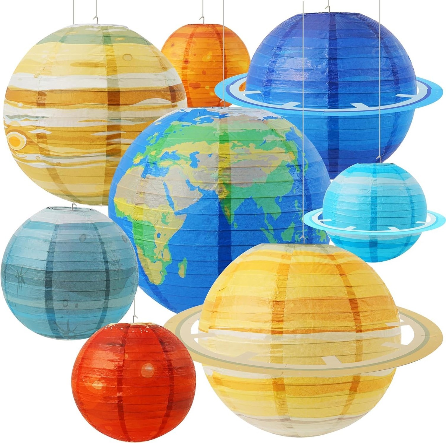Space Planet Paper Lanterns 12 in Solar System Hanging Decor Out of This Worl…