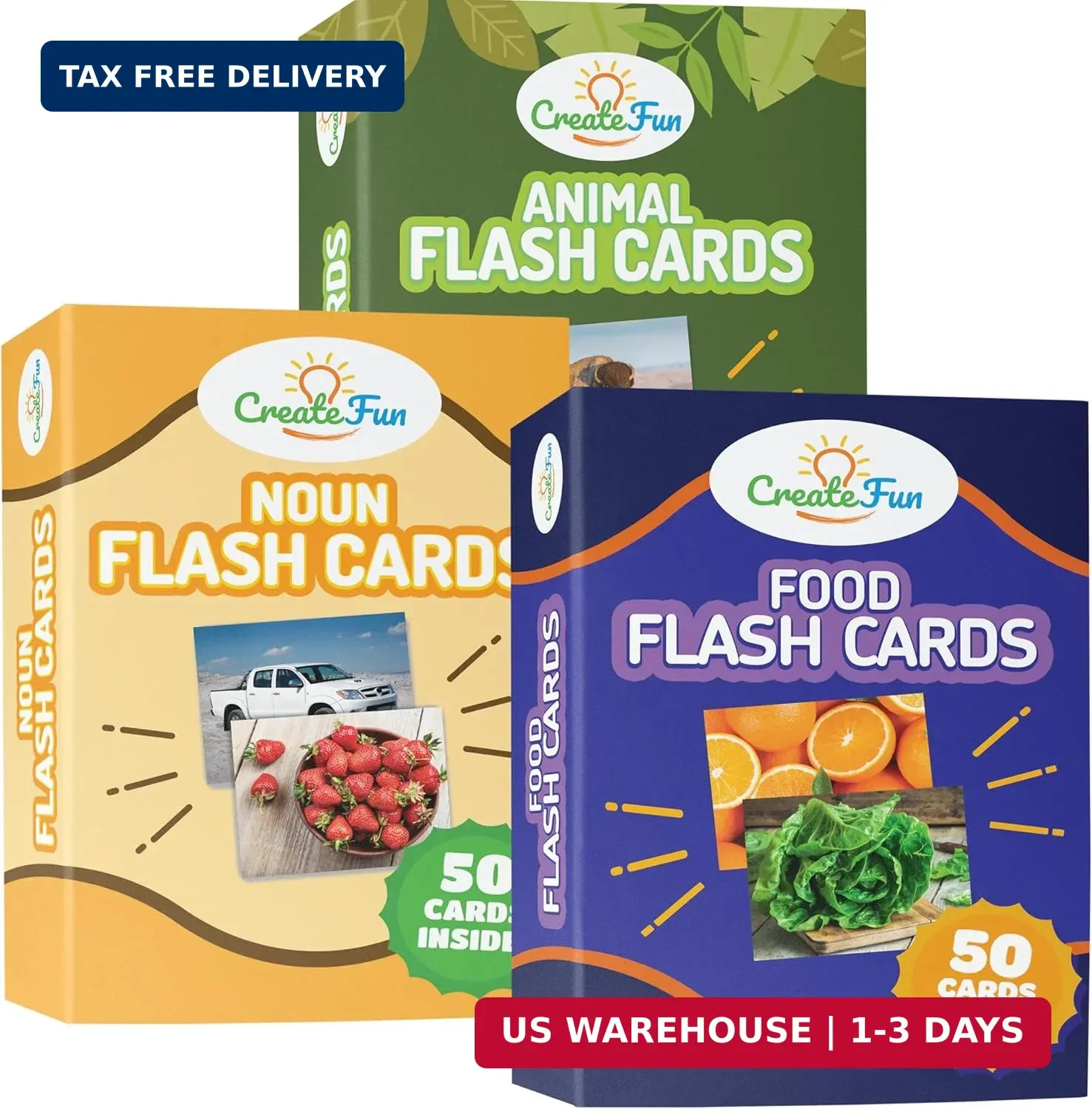 150 Noun Food and Animal Flash Cards Set, Montessori Educational Games, Vocabula