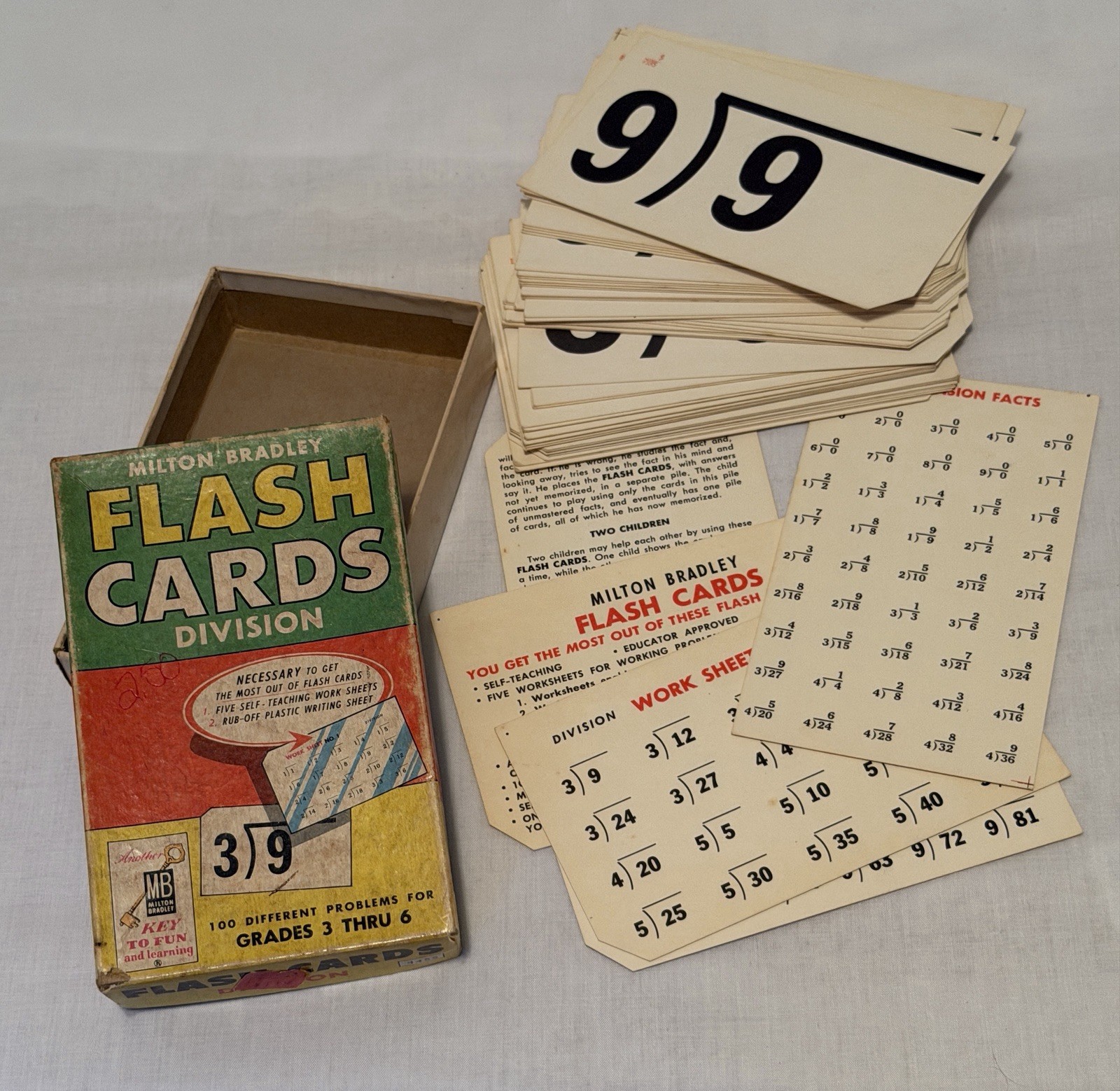 (4) Vintage 1962 and 1963 Milton Bradley Flash Cards Grades 2 thru 6