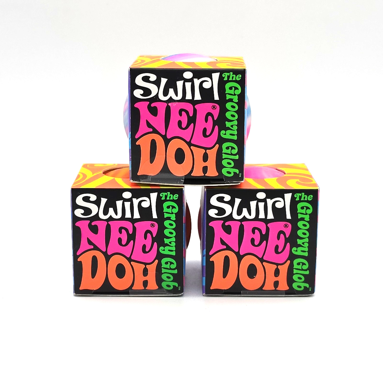 Schylling NeeDoh Swirl Groovy Glob Mini Lot 3 Squishy Sensory Fidget Stress Ball