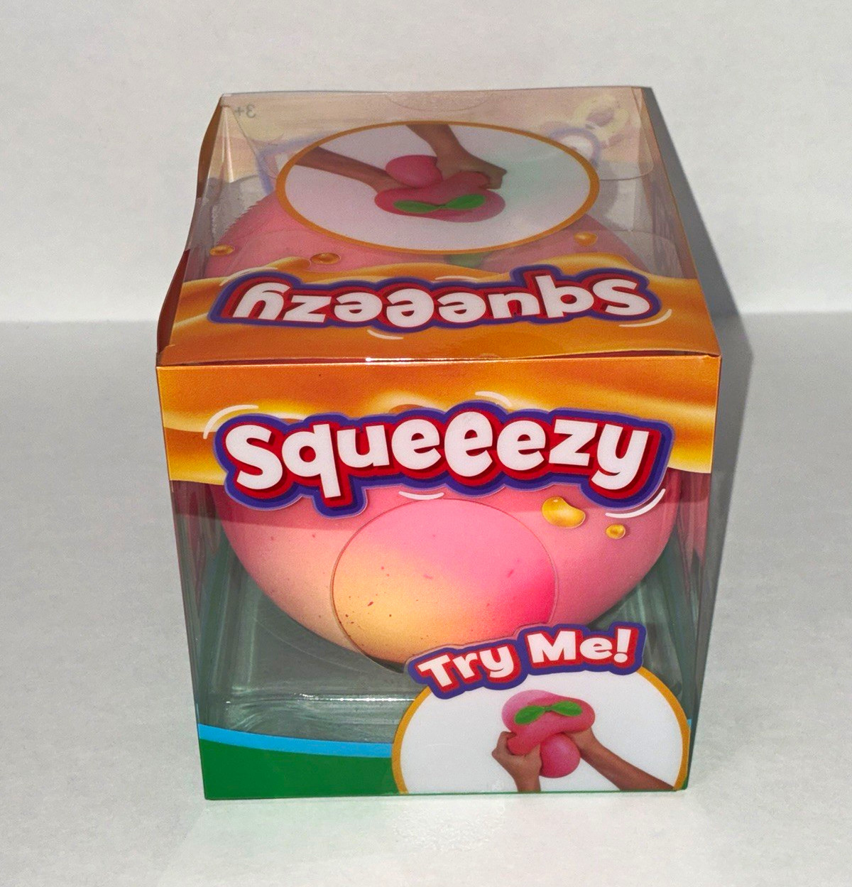 Squeeezy Peach Squishy Stress Ball Tactile Squeeze Toy In Box