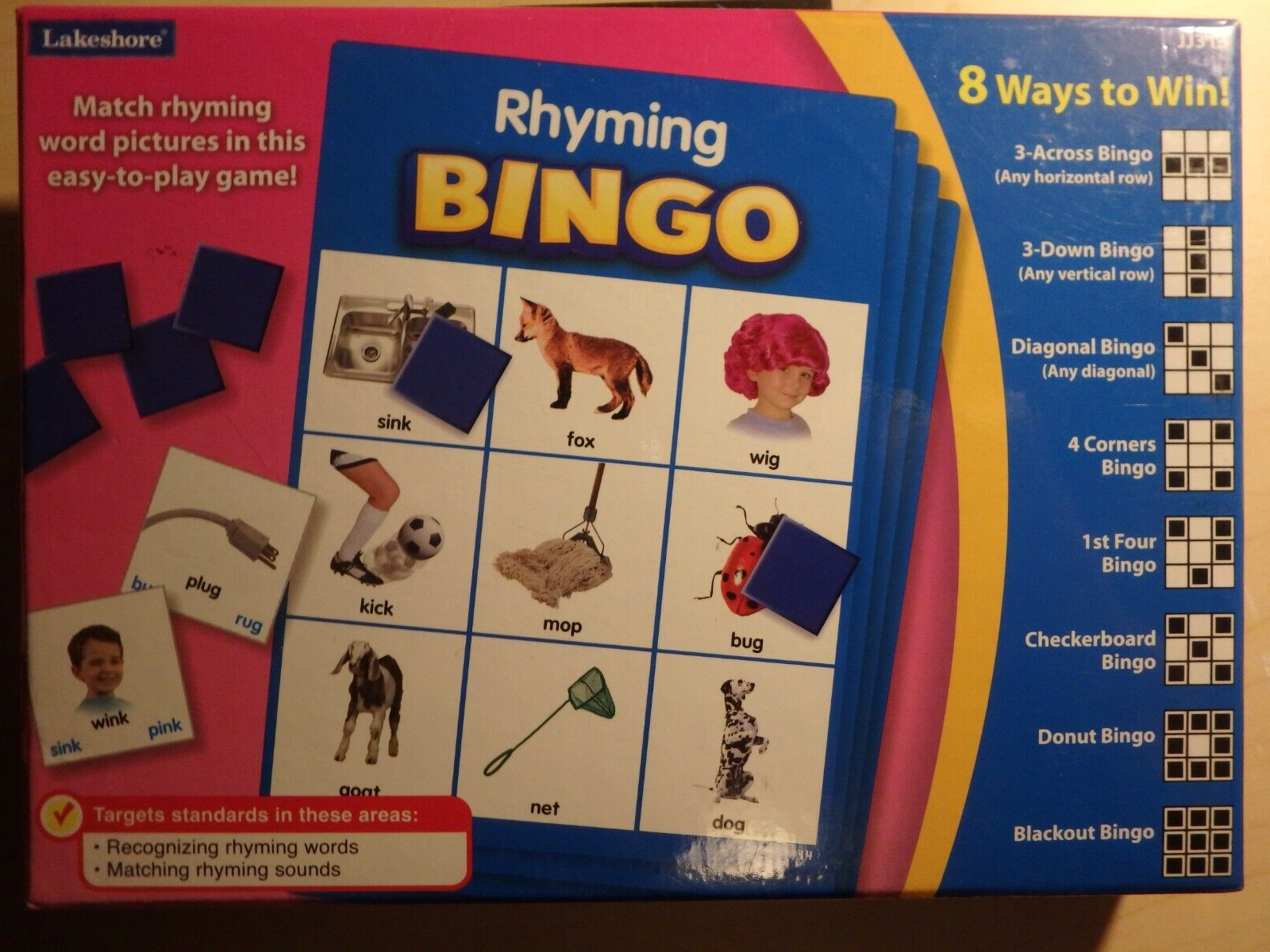 Lakeshore Rhyming Bingo Game, Rhyming Words, Ages 4 and Up, JJ313