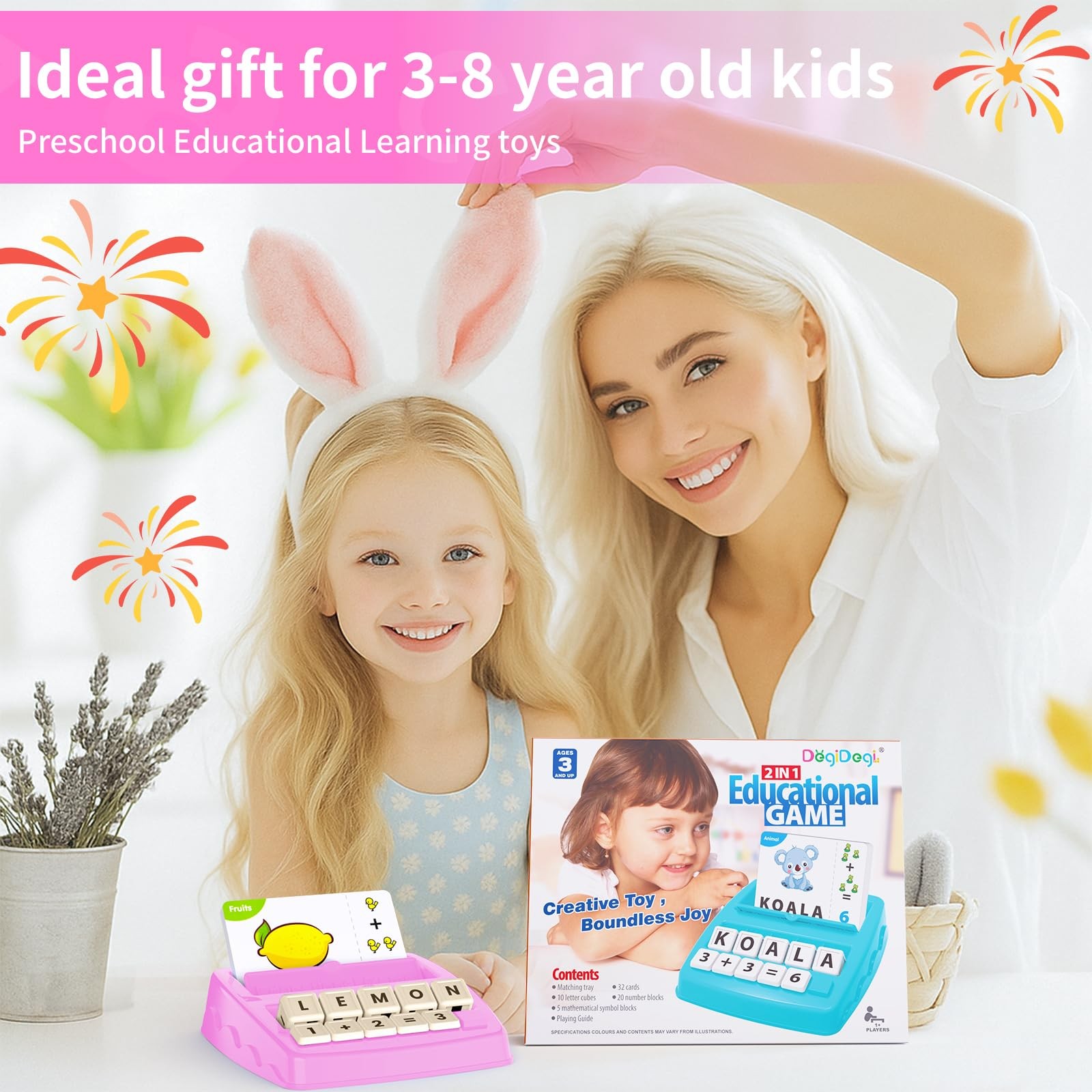 Educational Toys for Kids Ages 3-8, Matching Letter Spelling Game ABC Learning,