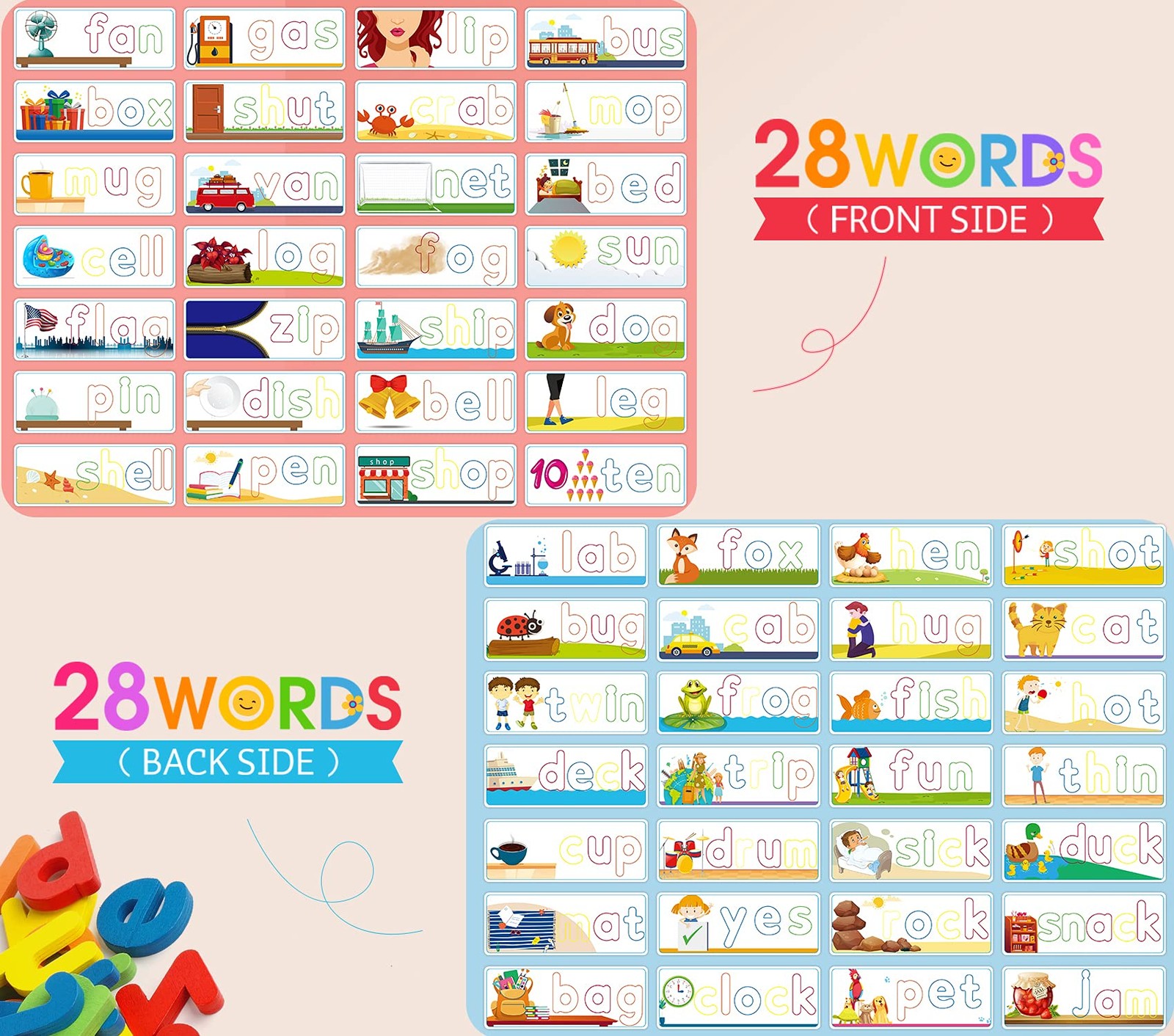 Learning Toys for 2 3 4 5 6 Years Old Boys and Girls, See & Spell CVC Word Bu