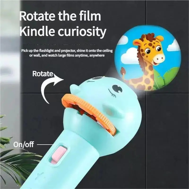 Children Cartoon Project Flashlight w/3 Slides Cognitive Story Learning Kid Toy