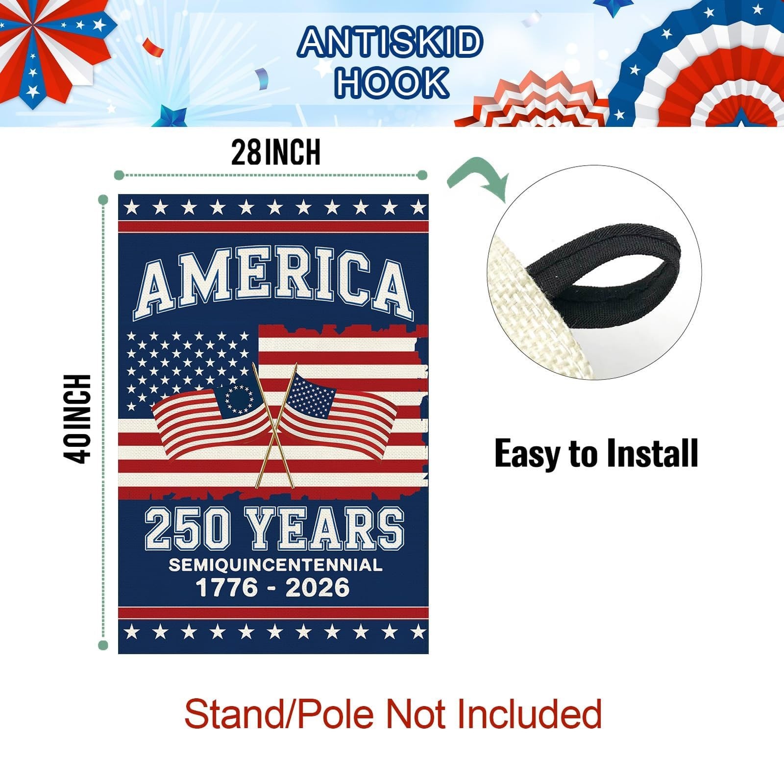 Baccessor 250th Anniversary America House Flag 28×40 Inch Double Sided,250 An…
