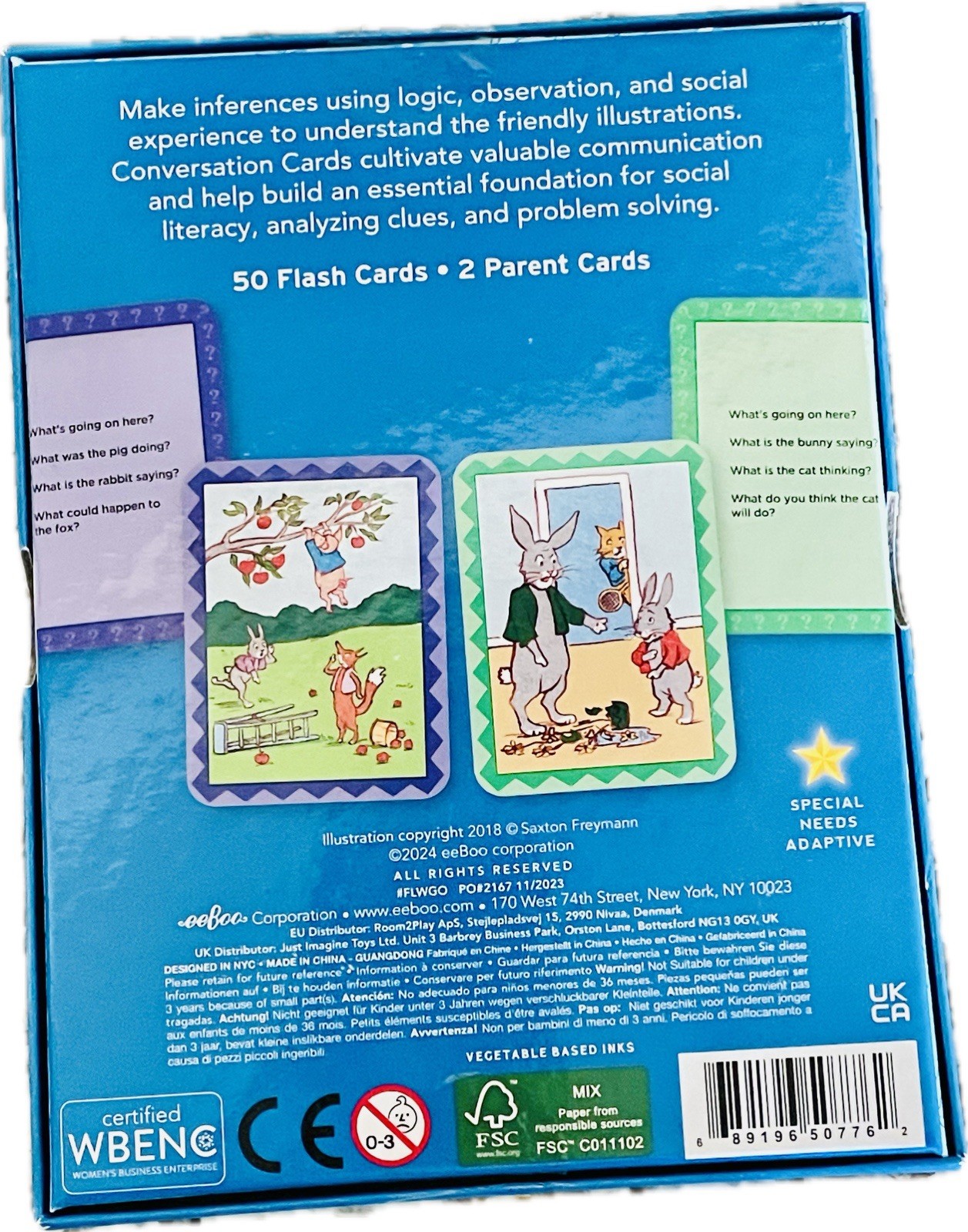 Eeboo Converstion Cards Lot of 4- Social & Emotional Skills, Inference, & Logic