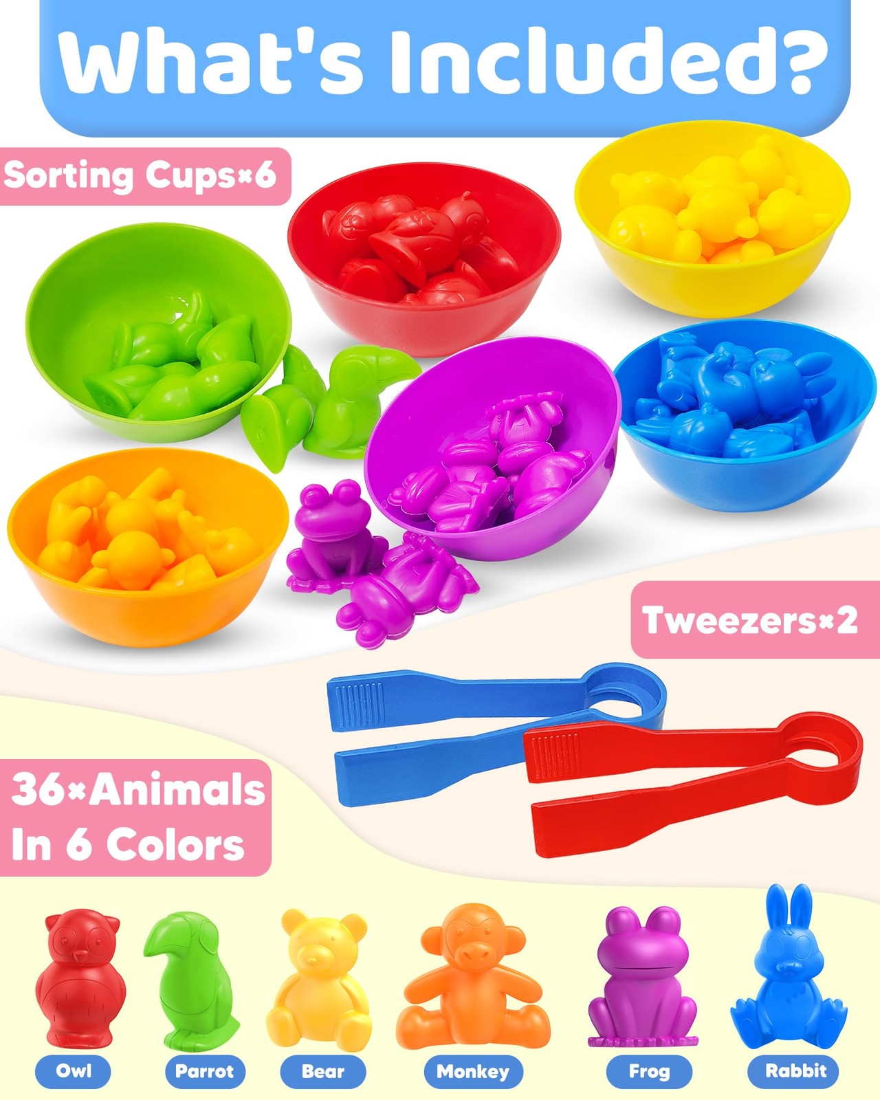 Oomloid Counting Animals Montessori Toys for 3 4 5 Years Old Medium, Multi
