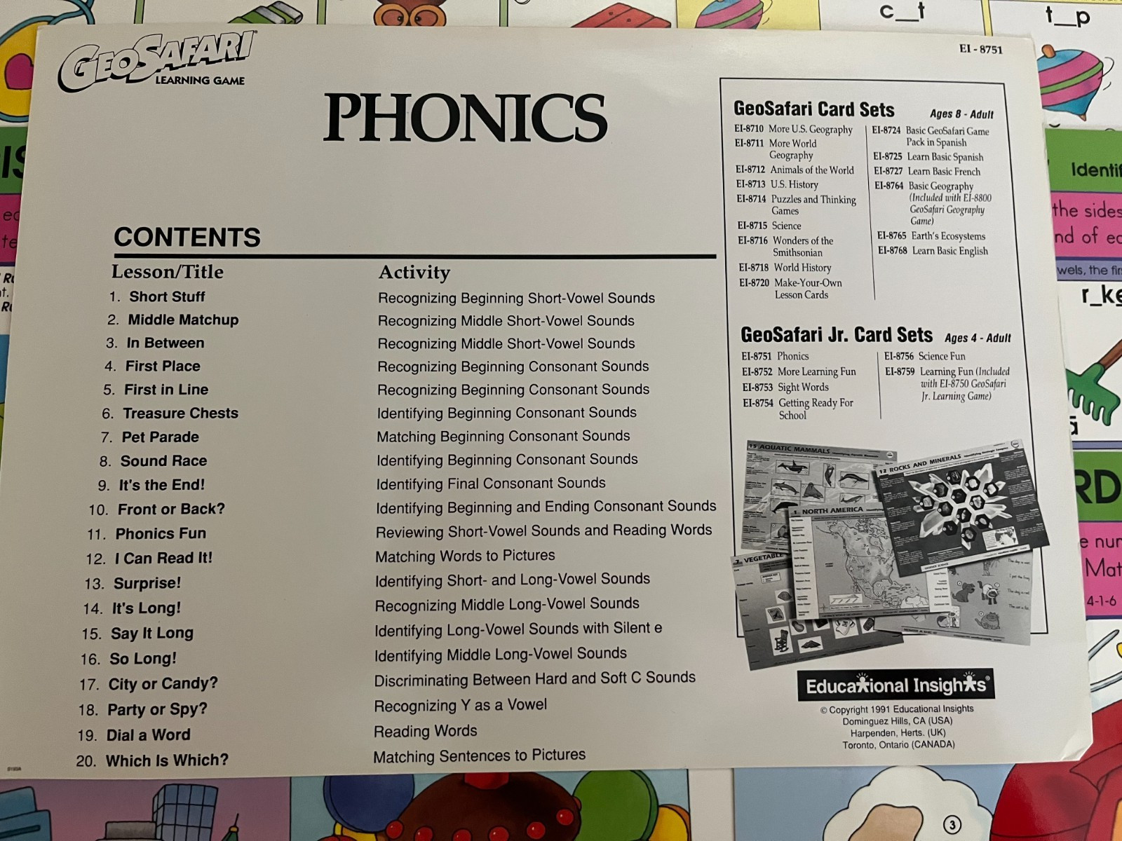 GeoSafari Electronic Learning Game Cards Lot of 4 Phonics Reading Eye Clue More
