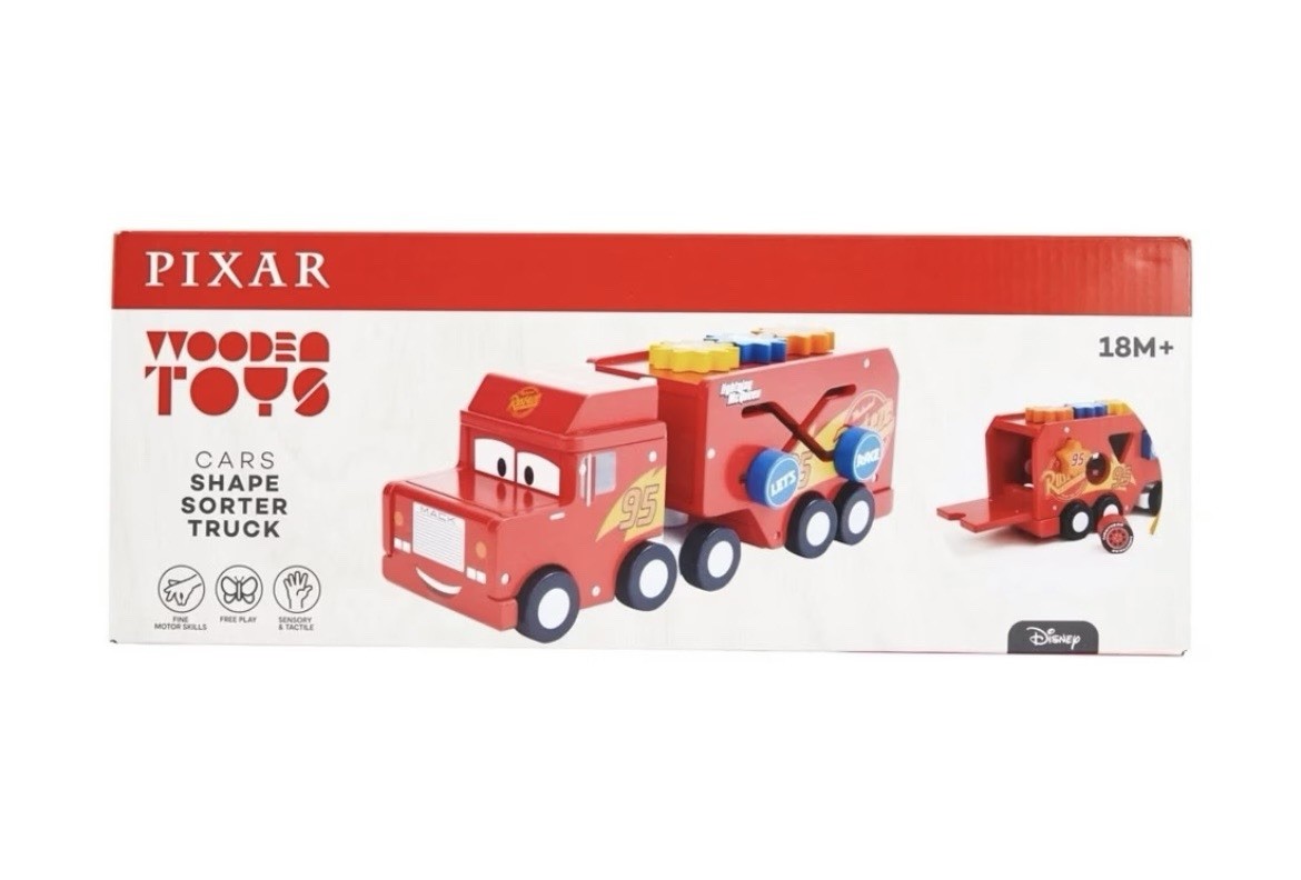 Disney Pixar Cars Wooden Shape Sorter Truck Toddler Toy Lightning McQueen