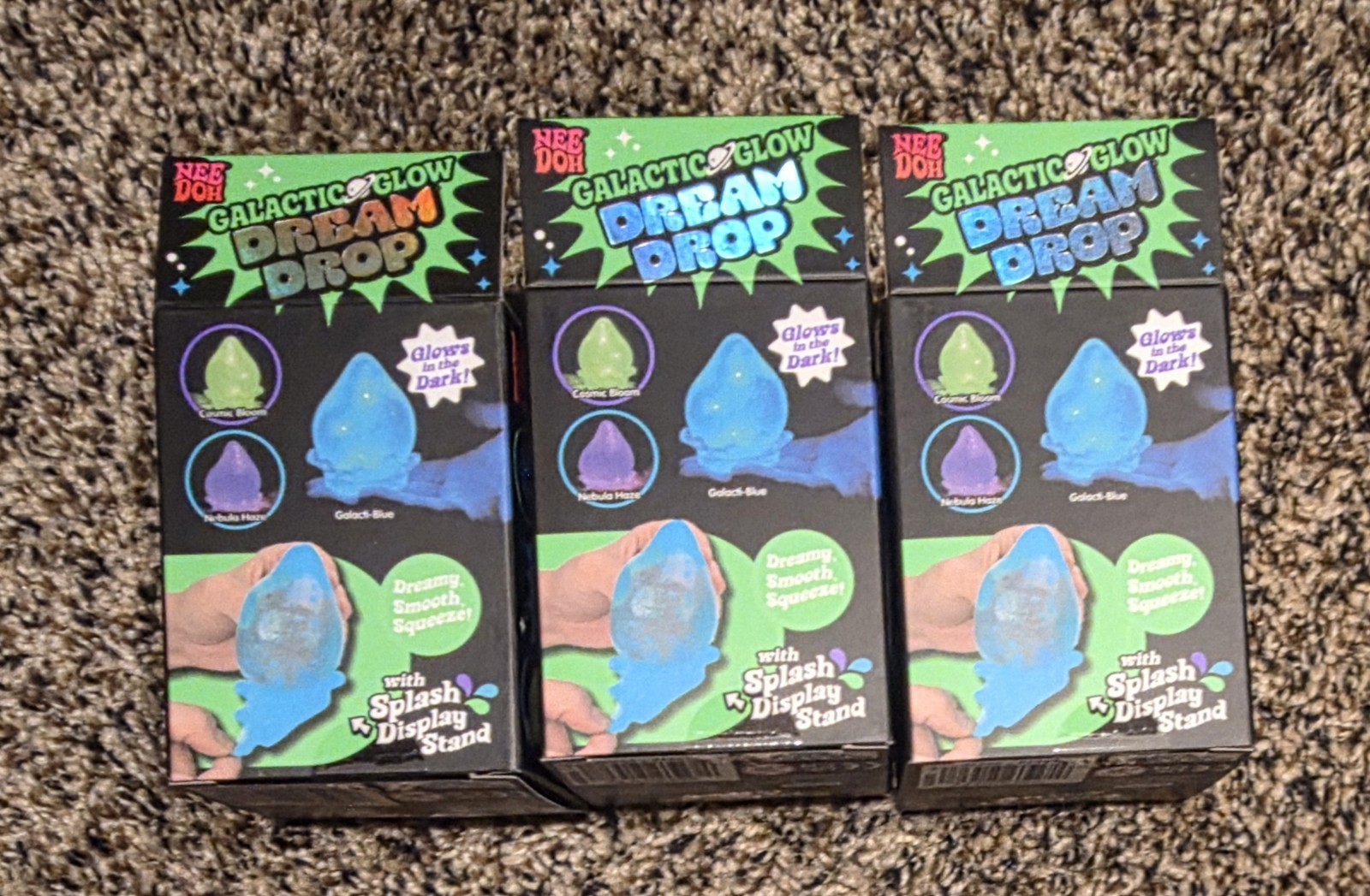 NeeDoh Galactic Dream Drop Lot Of 3-Green, Blue and Pink NIB Extremely Rare! 🔥