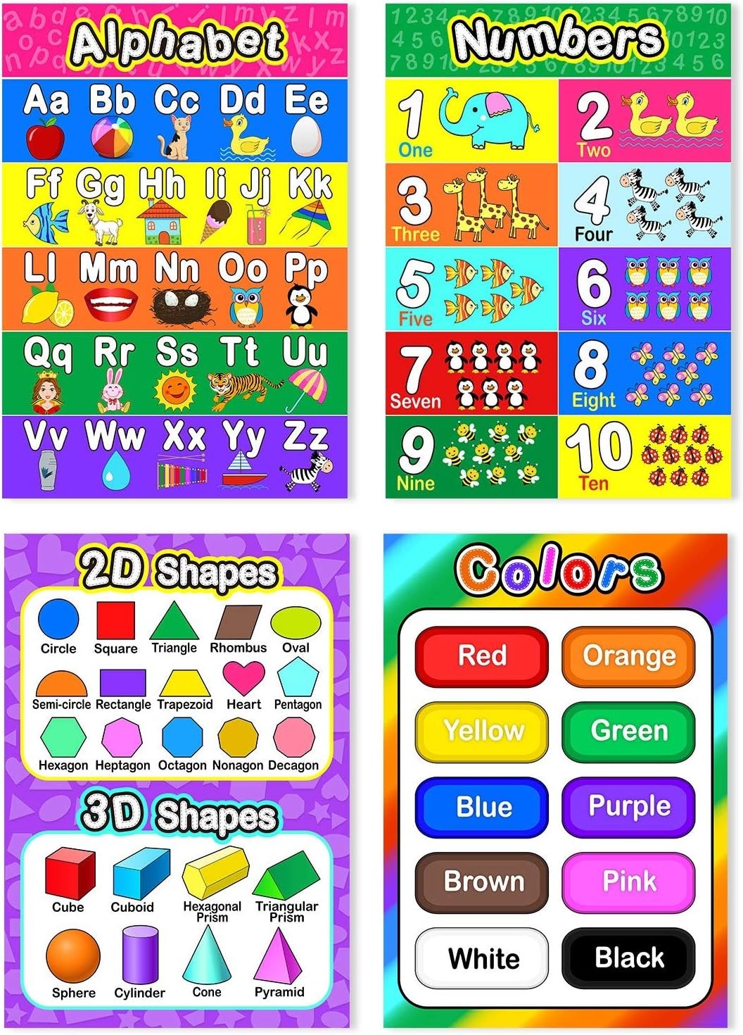 Durable 12 Educational Wall Posters for Preschoolers – Bright 16×11 Inch Designs