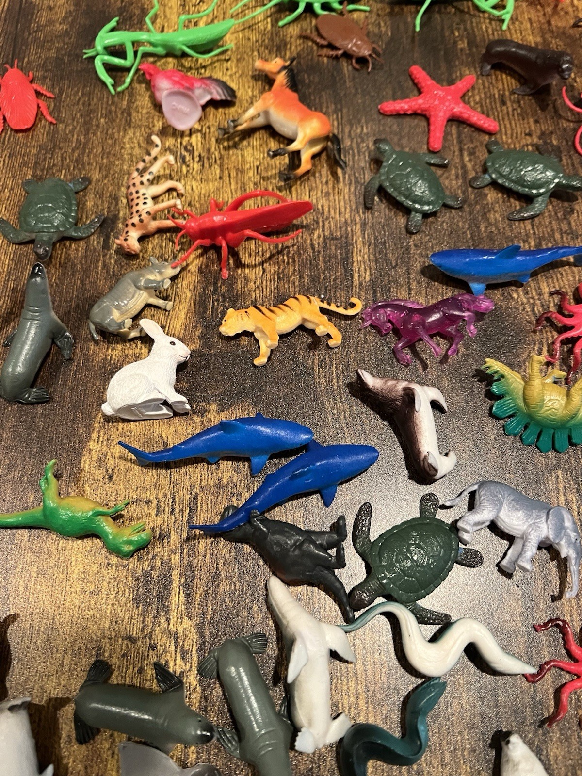 Mixed of Plastic Sea Animals Fish Shar Turtle and Land Animals Insects Lot of 87