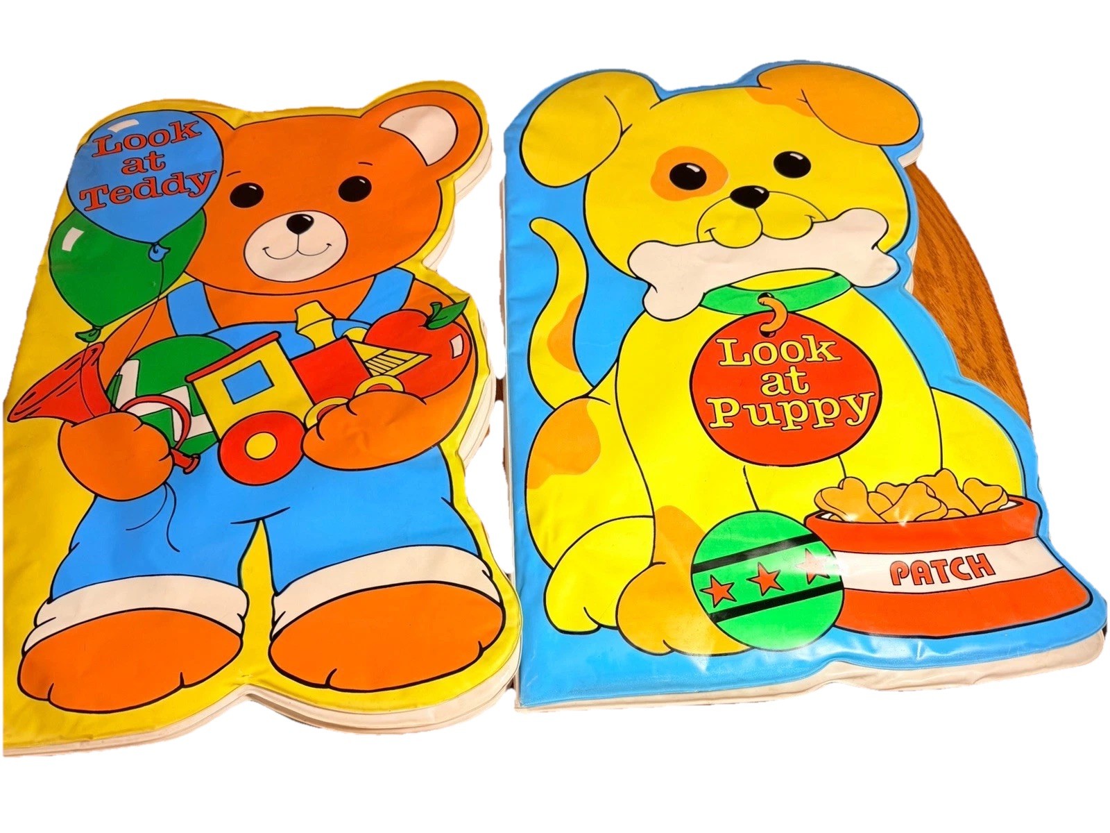 Vintage 1981 Giant Bubble Books Look at Teddy & Look at Puppy Set Modern Pub