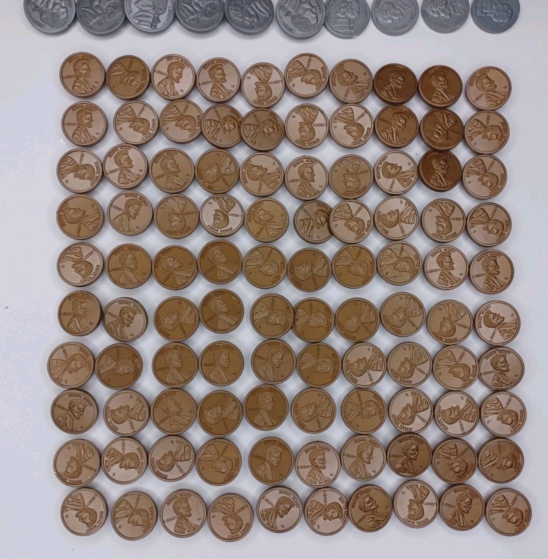 Play Money Coin Lot Of Plastic Coins With Hook & Loop For Felt Board