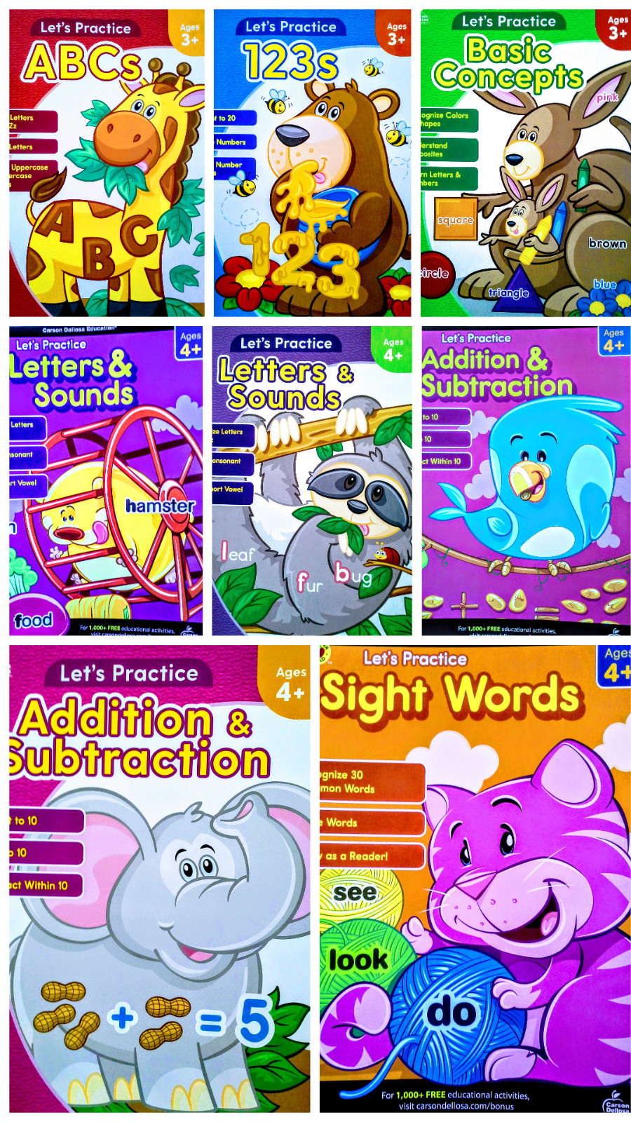 Carson Dellosa 3+ Elementary Workbooks English, Math, Spelling CHOICE of 7 NEW!