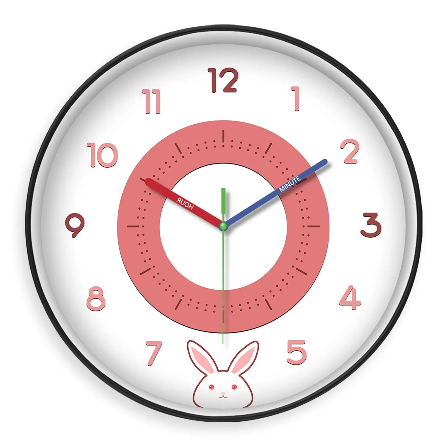 Rainbow Silent Wall Clock Modern Quartz Educational Clock for Kids & Home |