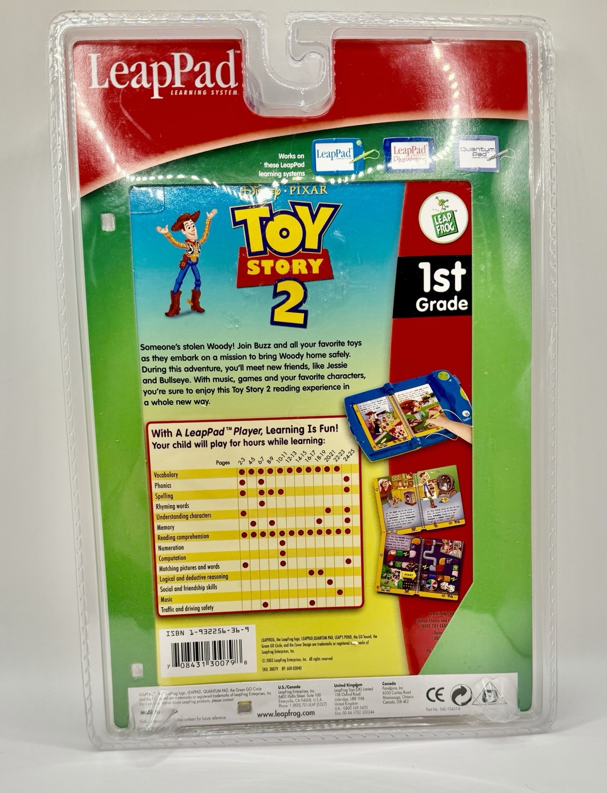 Leap Frog LeapPad Toy Story 2 Interactive Book And Cartridge 1st Grade BRAND NEW