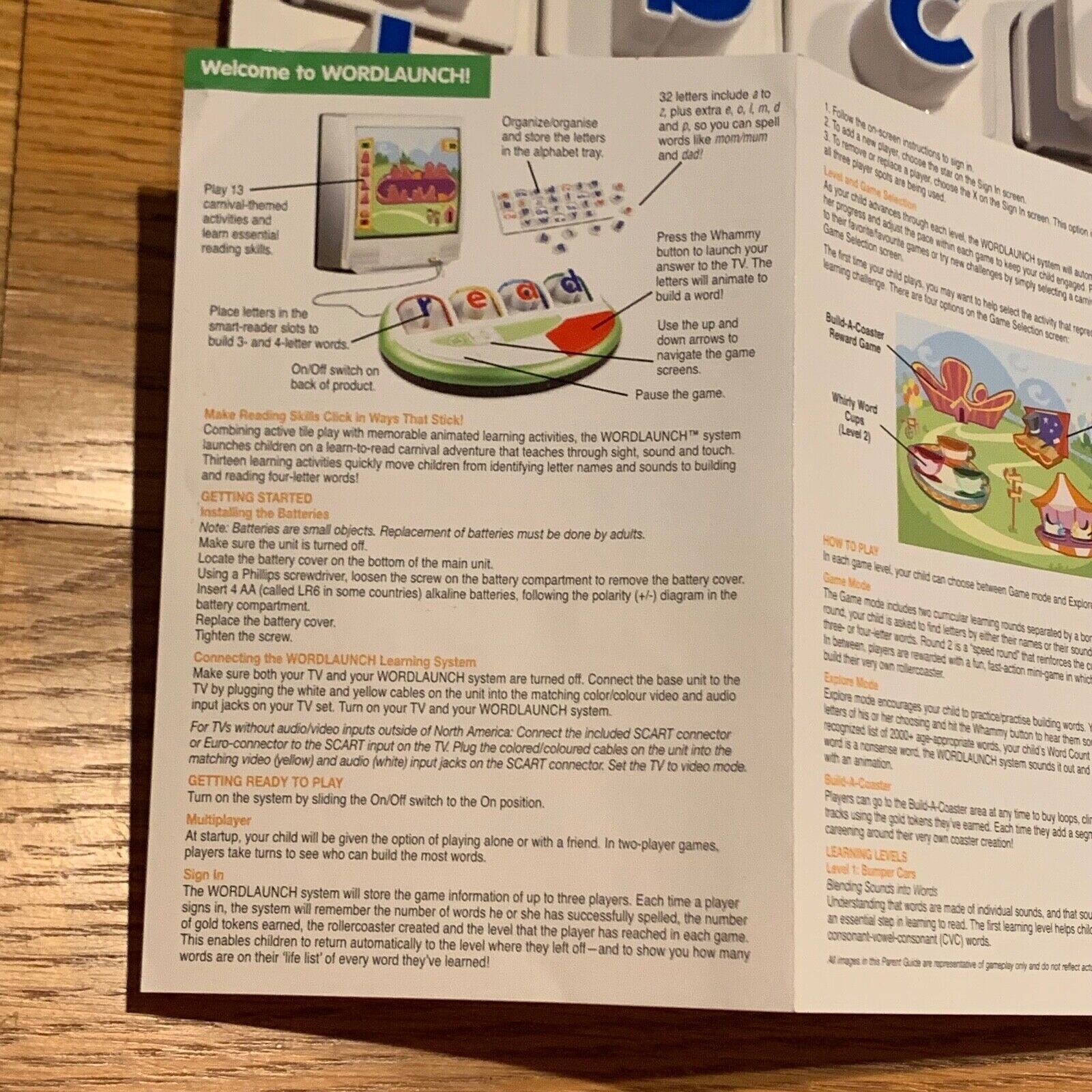 Leap Frog Word Launch Reading Learning System TV Plug & Play Kid Letter Game Toy