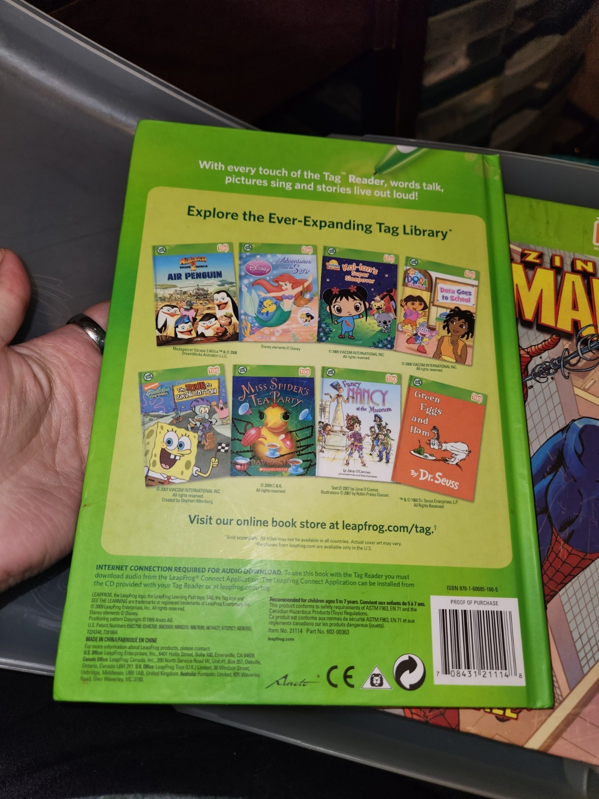 Lot Of 6 Leap Frog Tag Reader Interactive Books – Spider Man, Tangled And Case