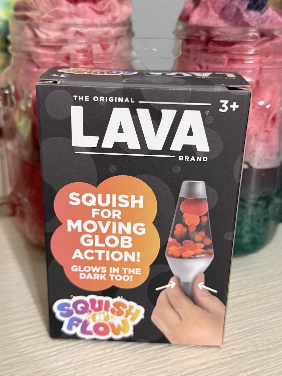 Schylling Lava Lamp Squish N Flow Squishy NeeDoh Glow In The Dark Clear Rare New