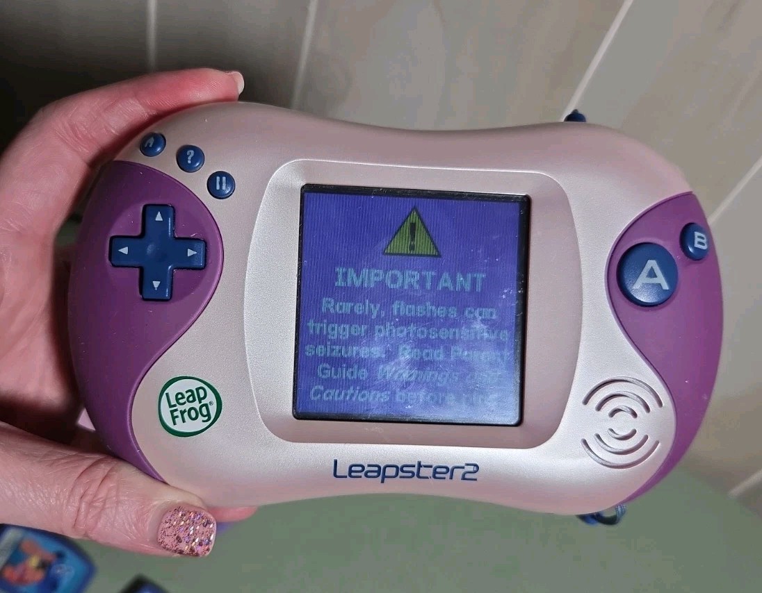 Leap Frog Leapster 2 Pink Learning System 6 Games TESTED Works Nemo Princesses