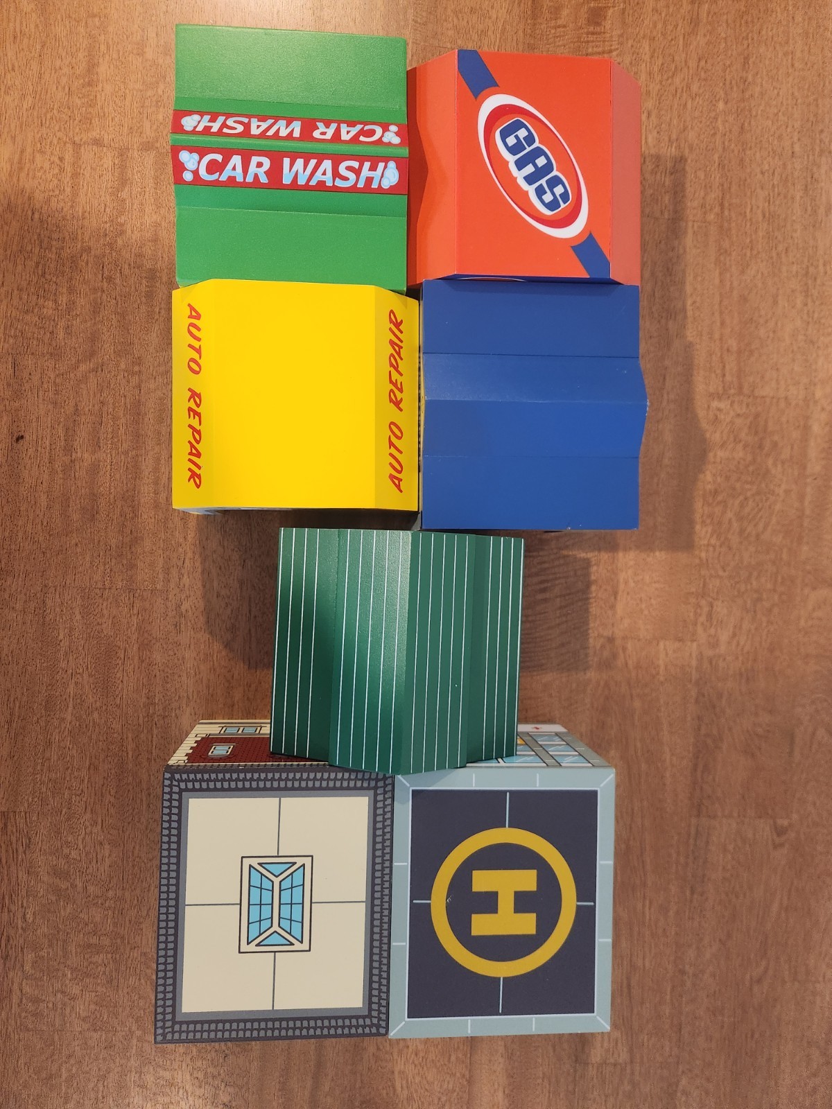 Lot of 7 Lakeshore Learning Wood Toy Block Party Buildings Drive Through