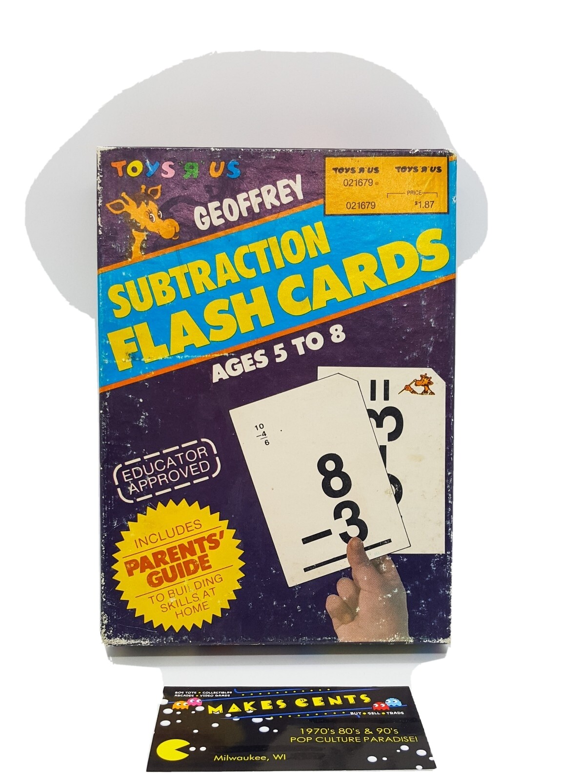 TOYS R US Geoffrey Subtraction Flash Cards Box of 60 Cards Blue Numbers 1979
