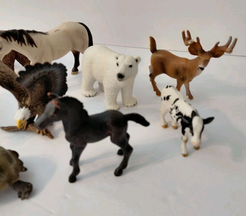 Hard Plastic Zoo Wild And Farm Animals Mixed Lot 15 Schleich Bears, Eagle