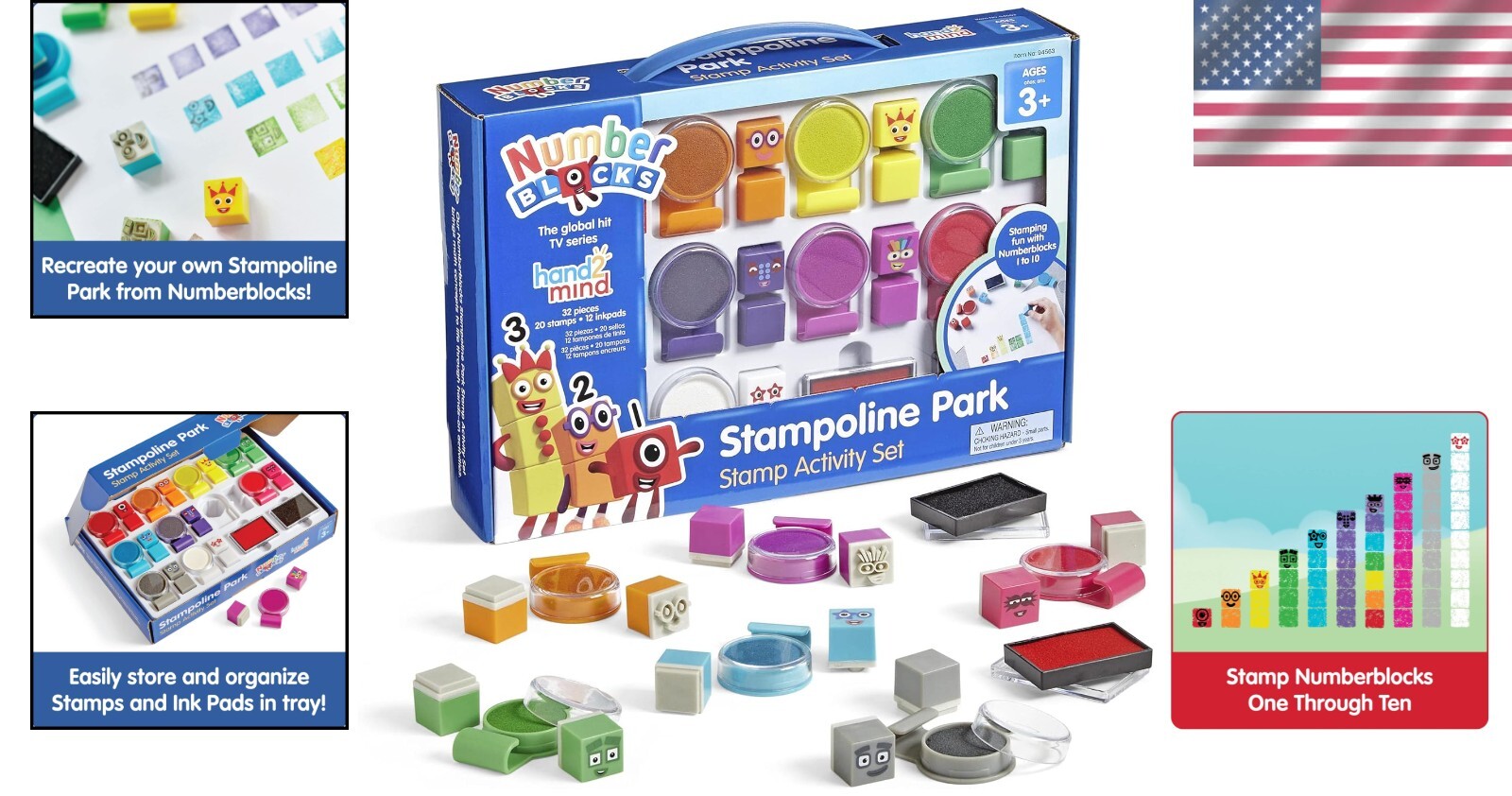 Licensed Numberblocks Stampoline Park Set – Fun Toddler Learning with 20 Stampst