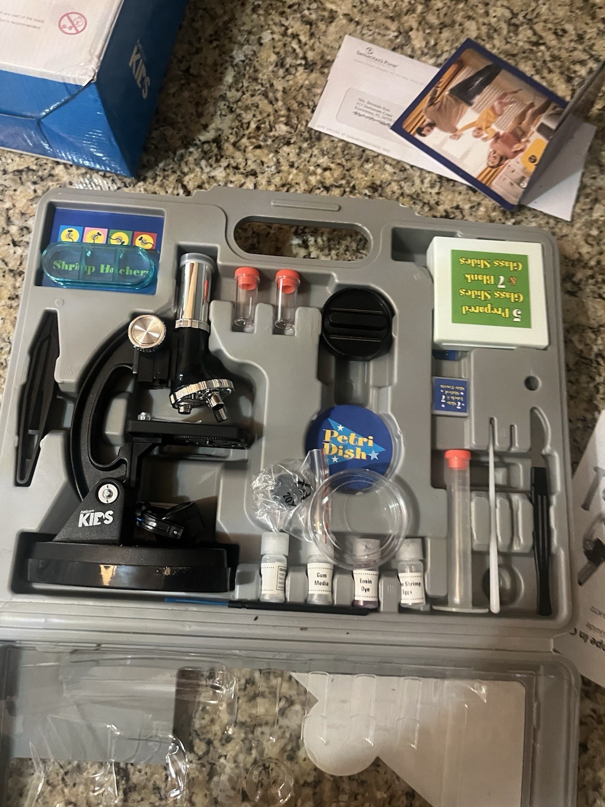 AmScope 52-Piece Microscope Set 1200X for Kids Ages 8 and Up