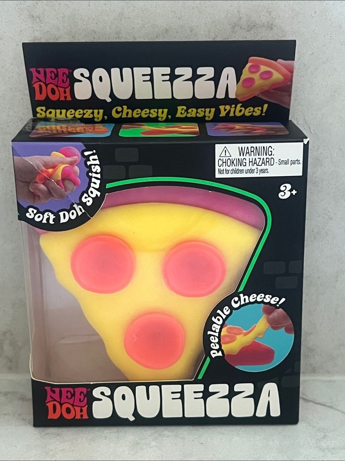 NeeDoh Pink, Yellow & Orange Squeezza Pizza Nee Doh Squishy Sensory Fidget Toy