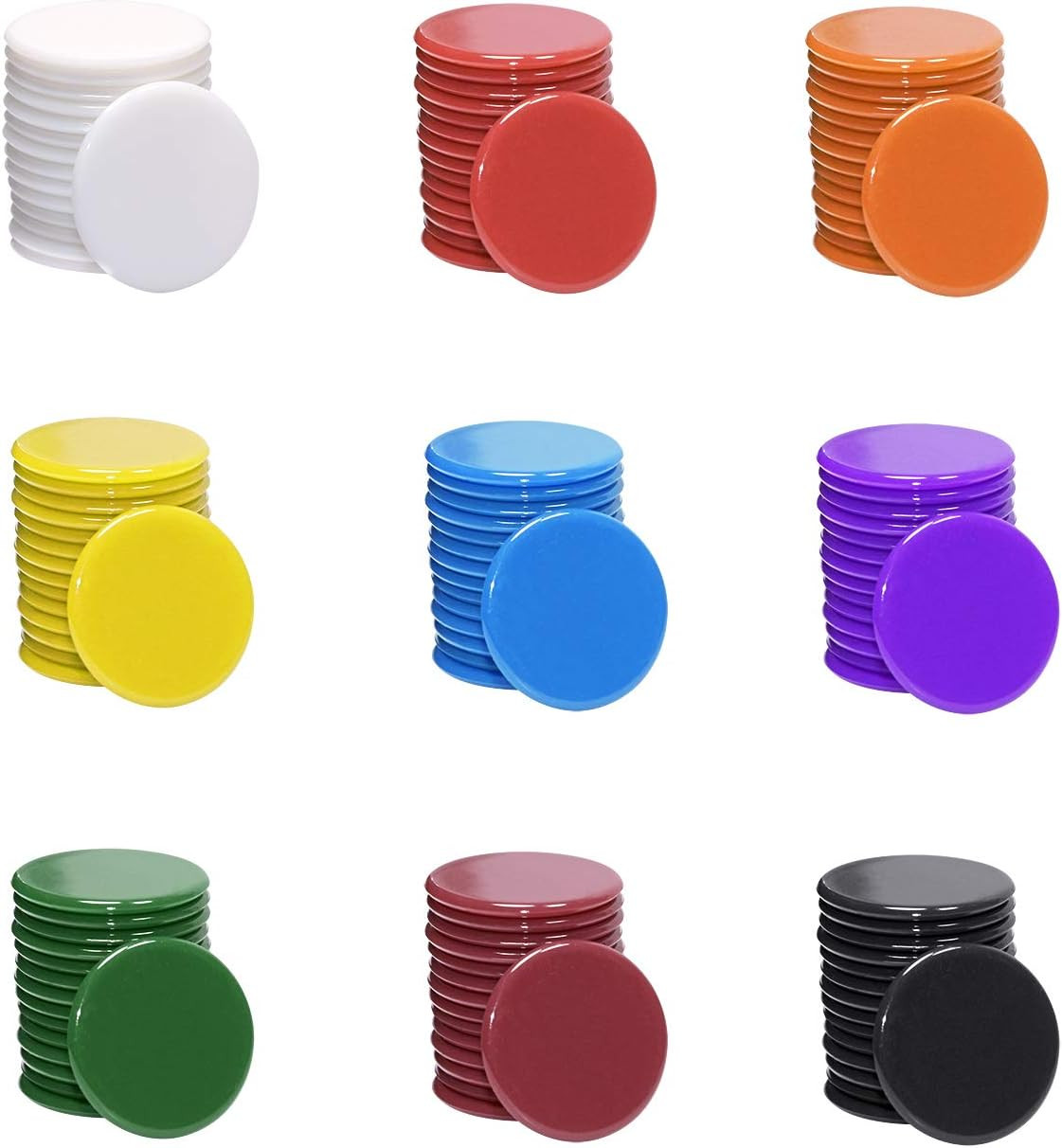 Shapenty 3/4Inch / 19Mm Small Plastic Learning Counters Disks Chip Counting Disc