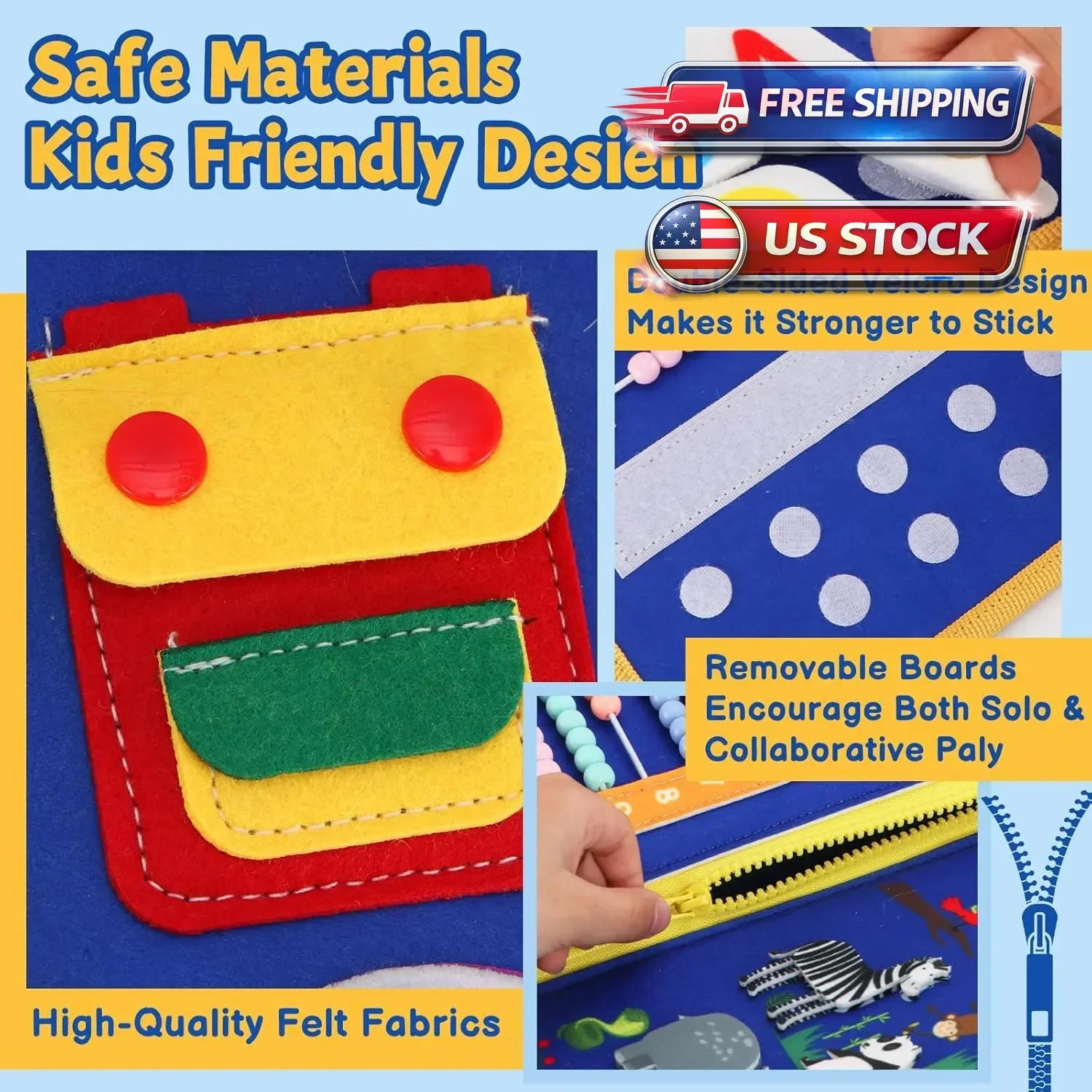 Toddler Busy Board Montessori Toys for Boys, Sensory Book Educational Activities