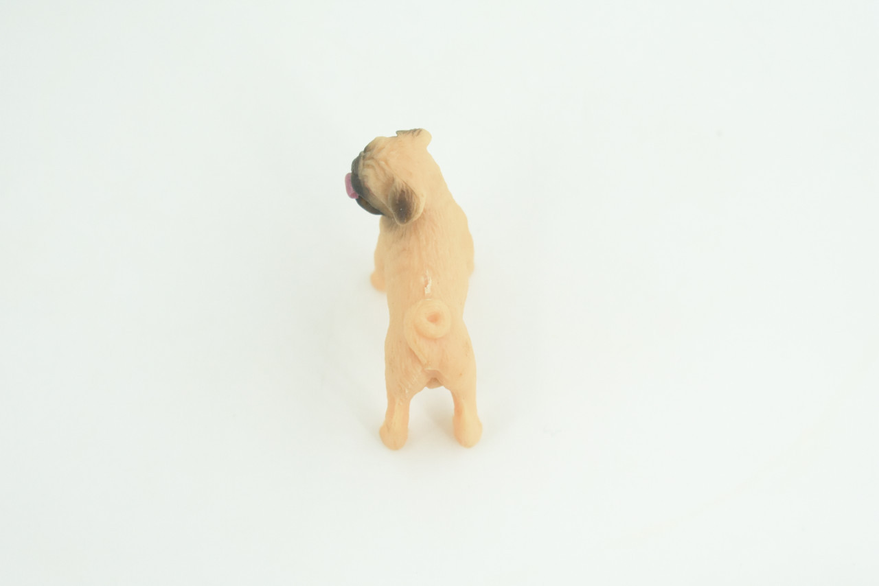 Pug Puppy Dog Toy, Realistic Hand Painted Rubber Model 1 3/4 Inches CH917 BB204