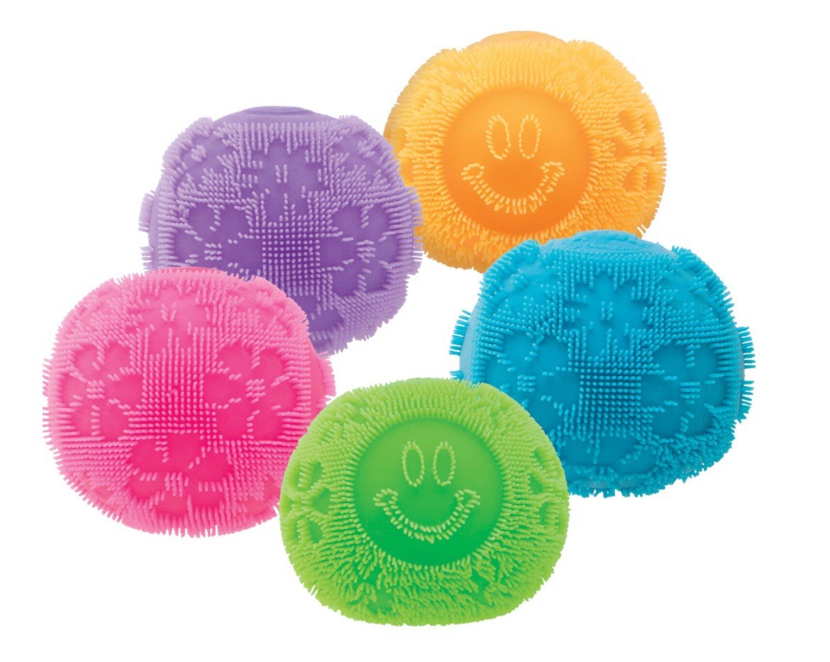 Schylling NeeDoh Blue FuzzBall Flower Power The Velvet Squeeze Squishy