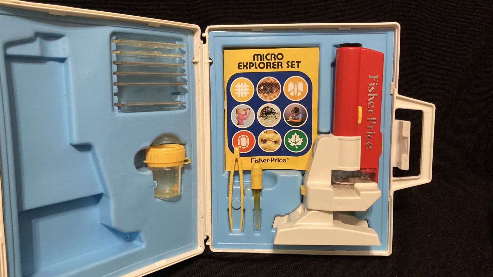 Vintage 1985 Fisher Price Micro Explorer Microscope Set W/ Case | Tested & Works