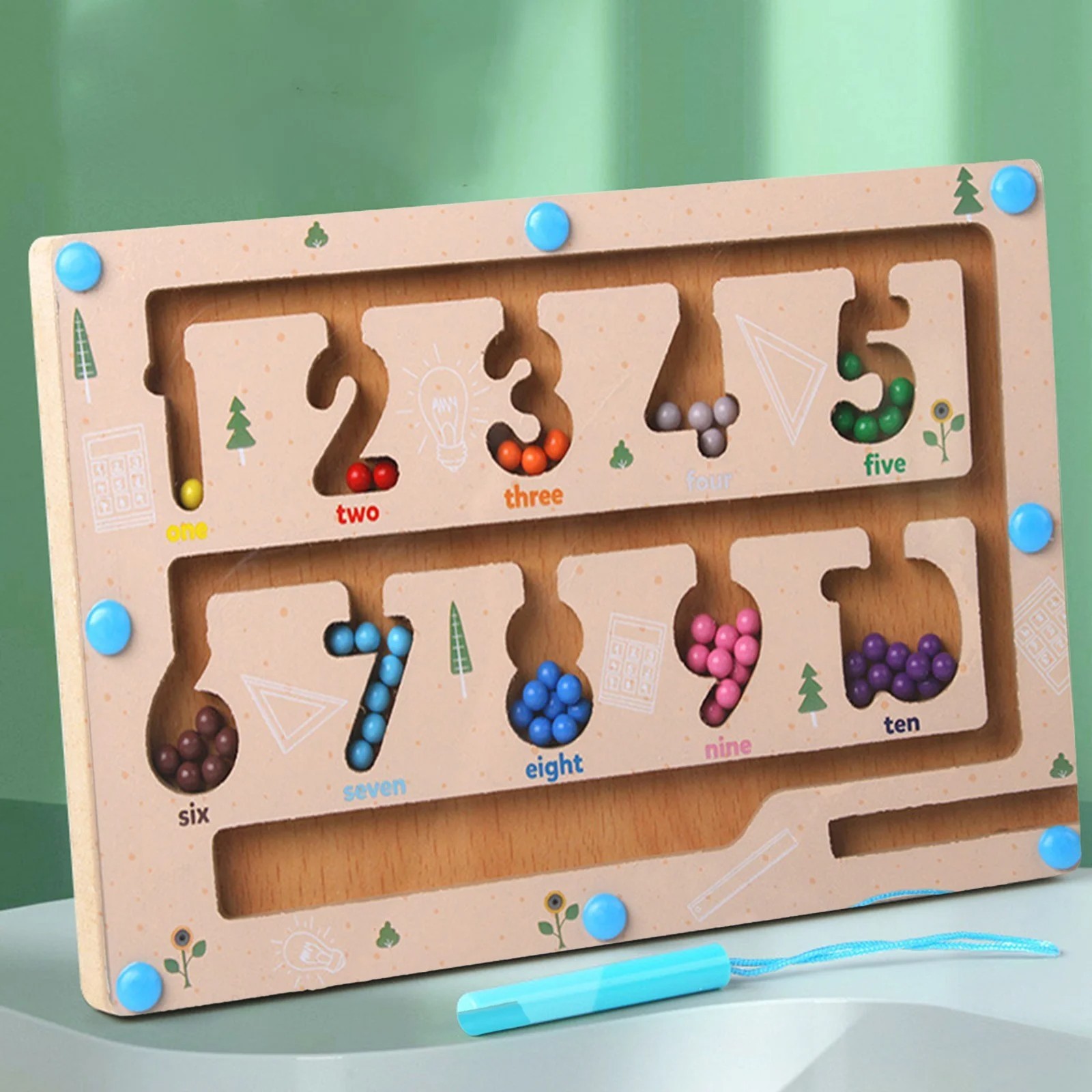 Wooden Magnetic Maze Board Game | Number Learning & Color Recognition Puzzle