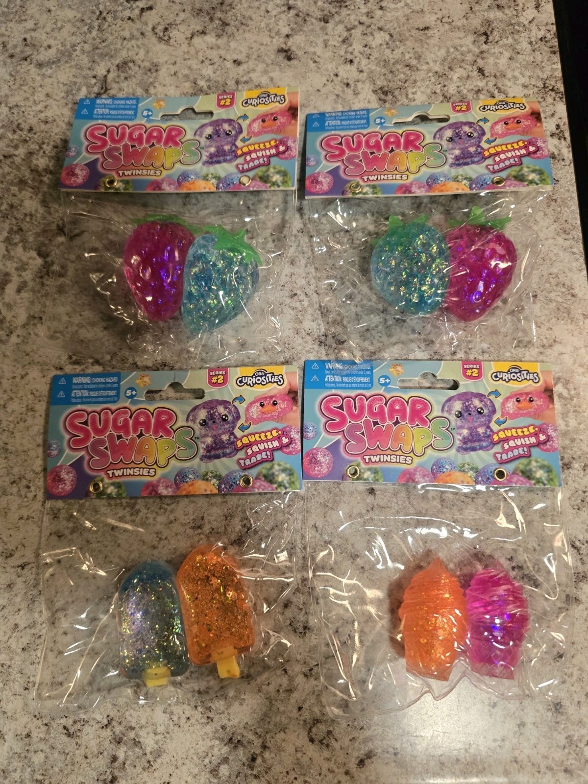 ORB Sugar Swaps Twinsies Lot Of 4. 2- Stawberrys, 1- Ice Cream And 1- Popsicle!