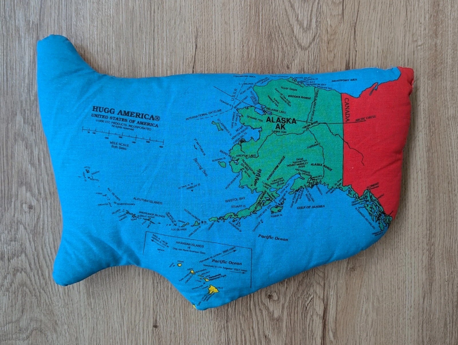 VINTAGE 1990 Hugg-A-Planet HUGG AMERICA Political Map Plush Educational Pillow