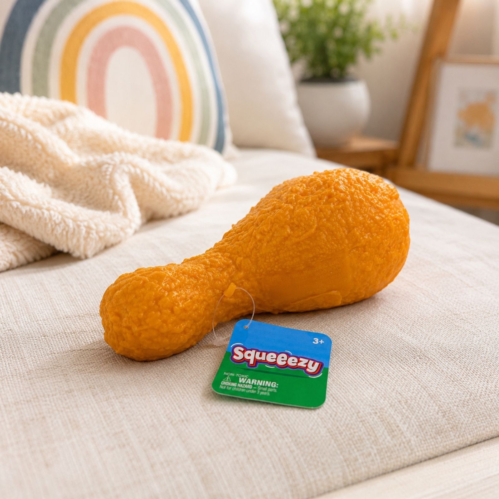 Squeeezy Fried Chicken Leg Squishy Toy Stress Relief Squeeze Toy NEW WITH TAGS